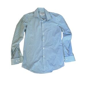 Mizzen+Main Leeward‎ Large Trim Fit Light Blue Gingham Performance Dress Shirt M